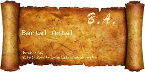 Bartal Antal névjegykártya